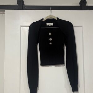 ba&sh SET Black Tube Top with Silver Buttons & bolero